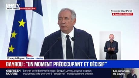 Discours de rentrée: "L'Europe est trop souvent divisée", affirme le Premier ministre, François Bayrou