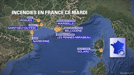 Évacuations à Marseille, 2.000 hectares brûlés dans l'Aude, huit départs de feu dans l'Hérault... Le sud-est de la France touché par des incendies