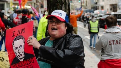 Tesla Protesters Claim a Victory as Elon Musk Leaves Trump’s Side