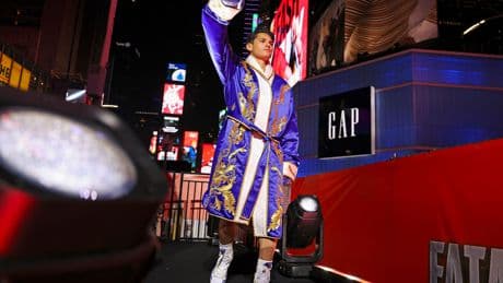 The Spectacle of a Boxing Match in Times Square