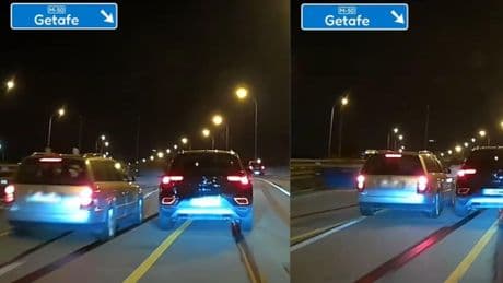 La temeraria maniobra de un coche en una carretera en obras en Getafe que indigna: “Será que las líneas no son suficientemente amarillas como para no verlas”