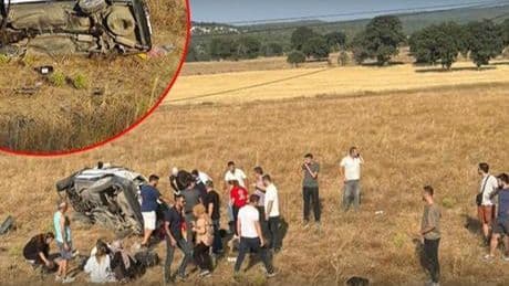 Kütahya'da feci kaza! Otomobil tarlaya düştü: 1 ölü, 5 yaralı