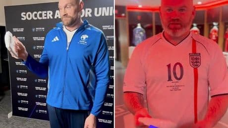 Wayne Rooney almost proves he is stronger than Tyson Fury ahead of Soccer Aid