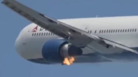 Video: Delta plane engine catches fire just after take-off