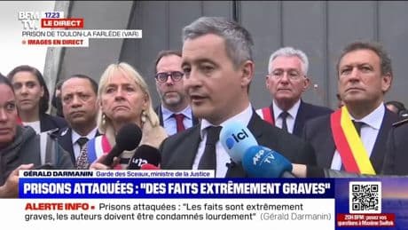 Prisons attaquées: "Nous avons eu des menaces sur les établissements de Vendin-le-Vieil et de Condé-sur-Sarthe", affirme Gérald Darmanin