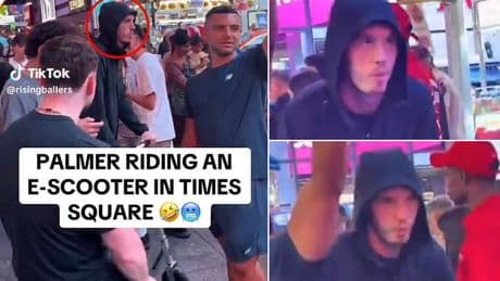 Cole Palmer stuns fans after the Chelsea star was spotted riding a scooter through Times Square before Club World Cup final against PSG