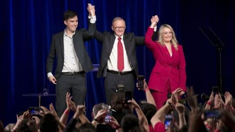 Australian Prime Minister Anthony Albanese Celebrates Winning a Second Three-Year Term