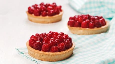 Tartaletas de frambuesas fáciles sin gluten, sin harinas, sin azúcares añadidos y sin horno