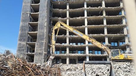 Demolition of Fleming House in Cumbernauld nearing completion