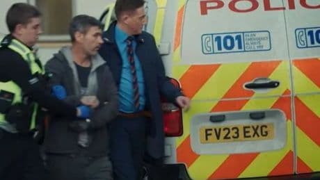 Moment tattooed thug arrested at work after battering mum to death in her bed