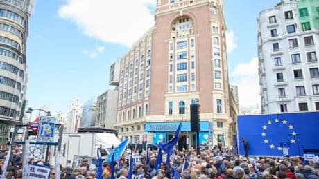Madrid se manifiesta en Callao para reivindicar «la democracia y los principios de la Unión Europea»