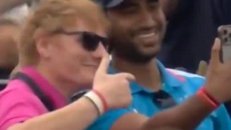 ‘Ed Sheeran’ swarmed by fans during England’s fourth Test against India