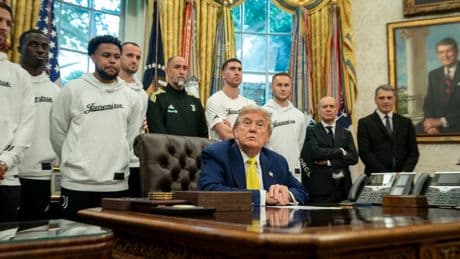 Juventus squad caught in awkward interaction with Donald Trump