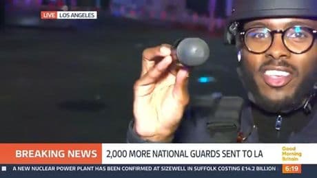 Good Morning Britain star reveals painful injury after ‘rubber bullet hits him’ at LA protests