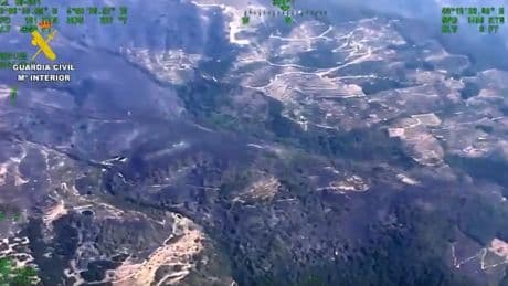 Las impresionantes imágenes aéreas de la zona afectada por el incendio de Jarilla que captó por la Guardia Civil