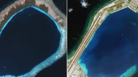 China claims an island in the South China Sea. Satellite images show Beijing's growing power-hungry struggle in the region.