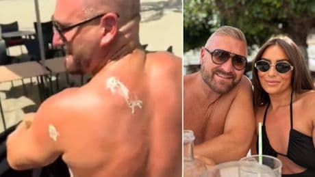 Seagull leaves its mark all over topless Brit relaxing in Costa Del Sol