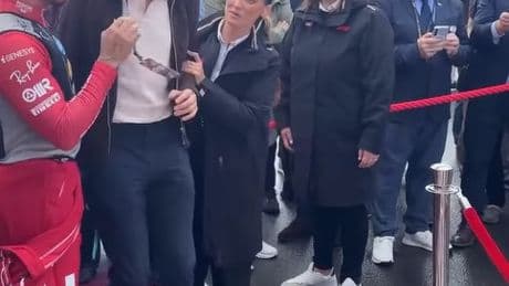 ‘I don’t know whether I’m going to be invited back’ – Comedian given death stare after bodychecking Lewis Hamilton at F1