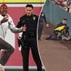 Yankees fan gets wrestled to the ground by security after sprinting around the field during Angels game