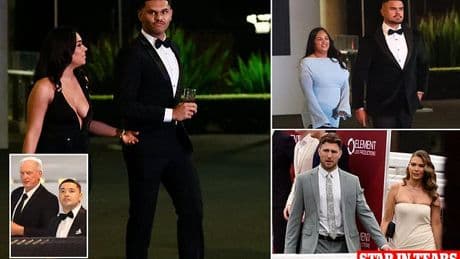 Souths NRL stars and their partners get VERY glammed up for the club's big night - as one player breaks down crying in startling moment