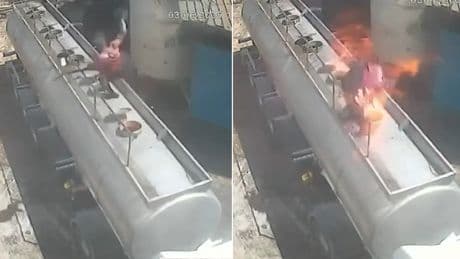 Facidan dönüldü: Sigarayla açtığı tanker kapağı bomba gibi patladı