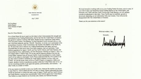 Trump impone aranceles del 25% a Japón y Corea del Sur y amenaza con más subidas