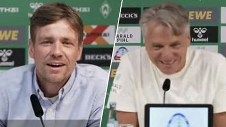 Sie verstehen fast kein Wort - Reporterin bringt Werder-Bosse zum Lachen