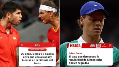 Jannik Sinner, i quoditiani spagnoli lo snobbano: «Alcaraz insegue Nadal». Come Carlos può eguagliare il record di Rafa