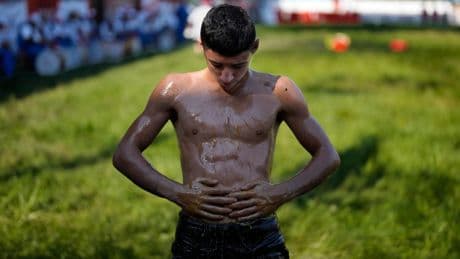 Photos show Turkey's youngest oil wrestlers keeping a 14th-century tradition alive