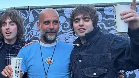 Man City boss Pep Guardiola joins Liam Gallagher's son at Oasis gig for 'pic of the century'