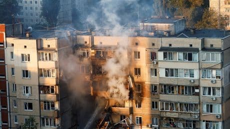 Ukraine-Russia war latest: Smoke rises from cabinet building in Kyiv after massive Russian attack