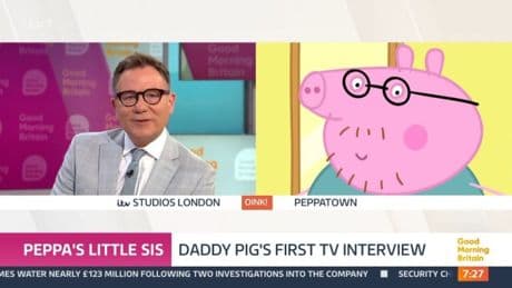 Daddy Pig breaks down in tears during chaotic live interview about Peppa Pig’s baby sister