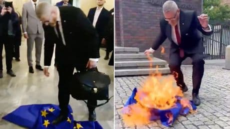 Eklat in Polen: Ultrarechter Abgeordneter schändet EU-Flagge