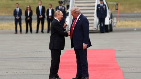 Trump and Putin shake hands as leaders arrive for historic Alaska summit