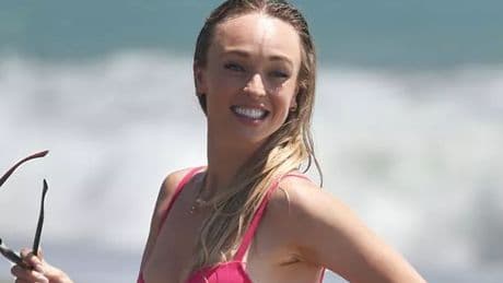 Hollyoaks' Jorgie Porter oozes beauty in red bikini on beach 7 months after giving birth