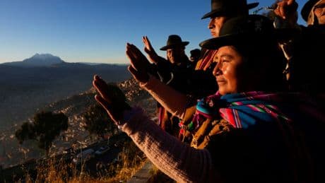 Photos of Bolivians ushering in the Andean New Year 5533 with sunrise celebrations