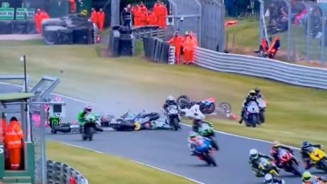 Race ABANDONED after ‘severe & catastrophic’ crash which saw 11 bikes involved in horror pile up as medics race to track