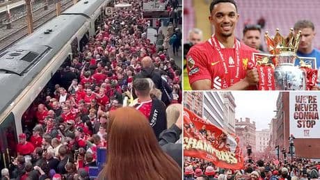 Liverpool fans travel in their thousands from Birmingham, Crewe and beyond to celebrate title as Trent Alexander-Arnold prepares for his final farewell