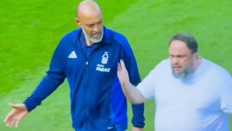 Nottingham Forest owner Evangelos Marinakis storms pitch and rages at Nuno Espirito Santo