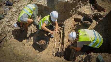 Una reforma en unos jardines de Barcelona desentierra numerosos restos óseos del siglo XVIII