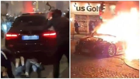Caos en París por la victoria del PSG: un coche atropelló a varias personas en los Campos Elíseos y lo hicieron explotar