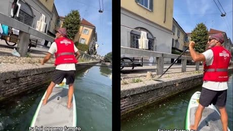 Getta la sigaretta nei navigli e l'attivista lo fulmina così: "Prova a rifarlo e..."