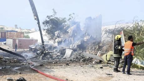 Military helicopter crashes at airport in Somalia, killing five people on board