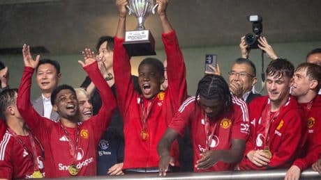 Man Utd stars celebrate Defining Education Challenge Cup after comeback win against Hong Kong