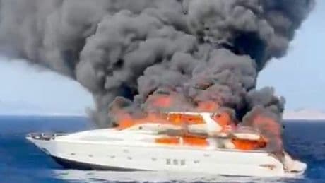 Horror moment superyacht bursts into flames off Ibiza coast before sinking