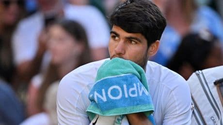 Carlos Alcaraz reacts to Jannik Sinner thrashing Novak Djokovic at Wimbledon