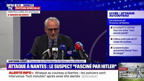 Attaque au couteau dans un lycée à Nantes: la dernière victime "est hors de danger", indique le procureur