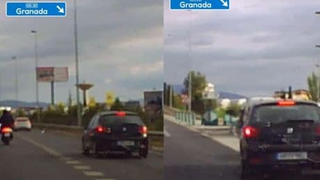 Un coche se coloca al final de un carril de salida de una carretera de Granada, decide que no quiere esperar, y la temeraria maniobra que hace para colarse deja atónitos a cientos: “Qué morro, tenía que estar el primero, ¿no?”