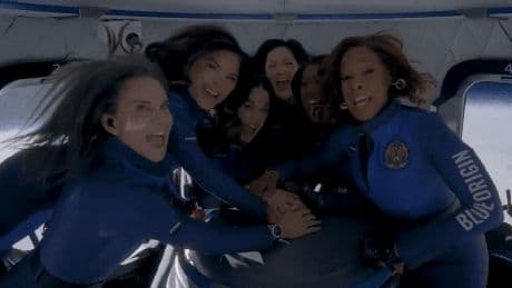 Watch first video inside Blue Origin space trip as Katy Perry and crew hang upside down & marvel at the moon