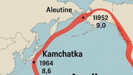 Terremoto Kamchatka nella zona più sismica del mondo, l'Anello di fuoco con Giappone e Aleutine